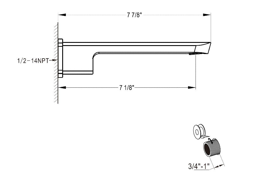 Wand Mount Tub Spout