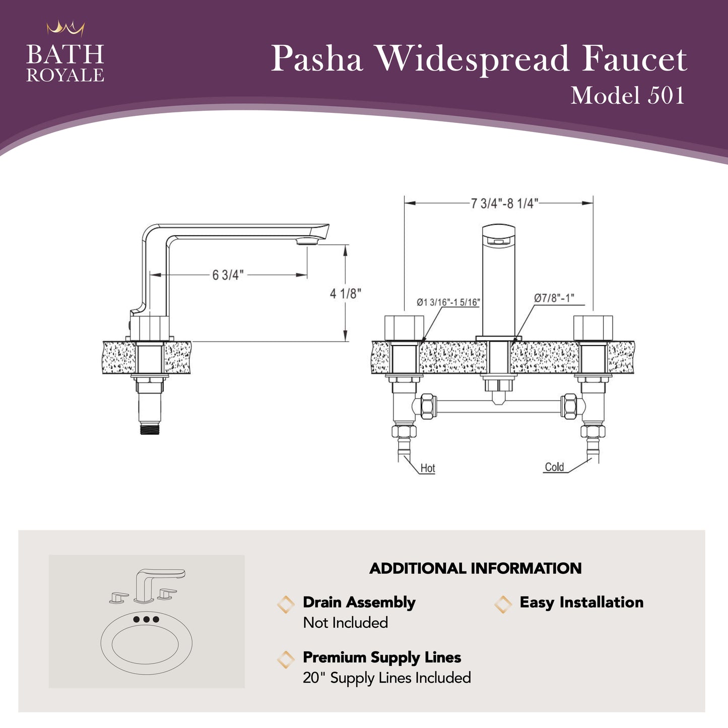 Pasha 8' Spread Lav Wasserhahn