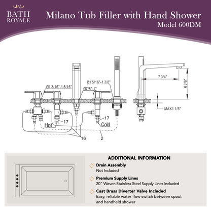 Milano Deck Mount Tub F¨¹ller mit Handspray