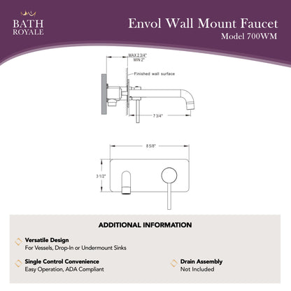 Envol Wall Mount Lav Wasserhahn
