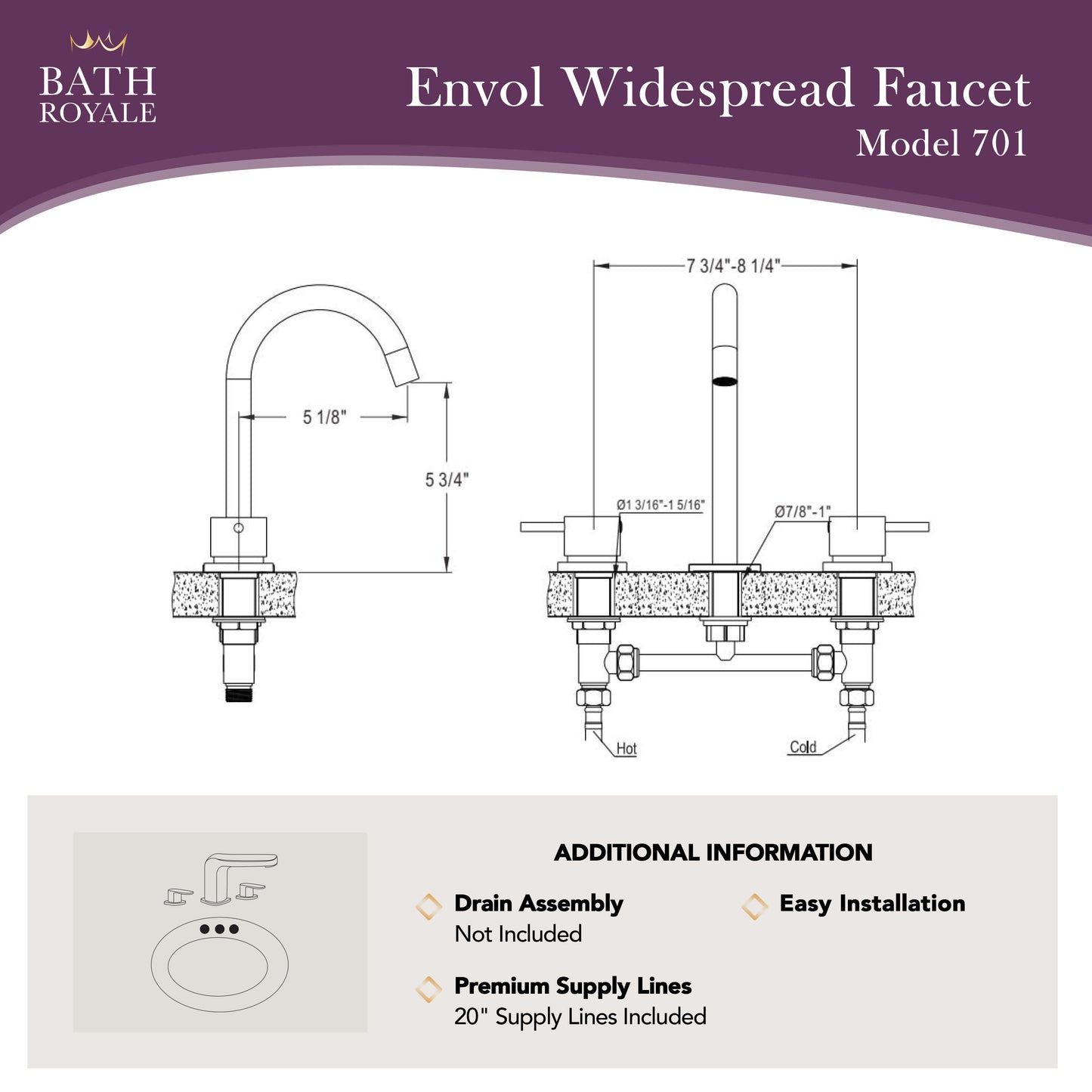 Envol 8' Spread Lav Faucet