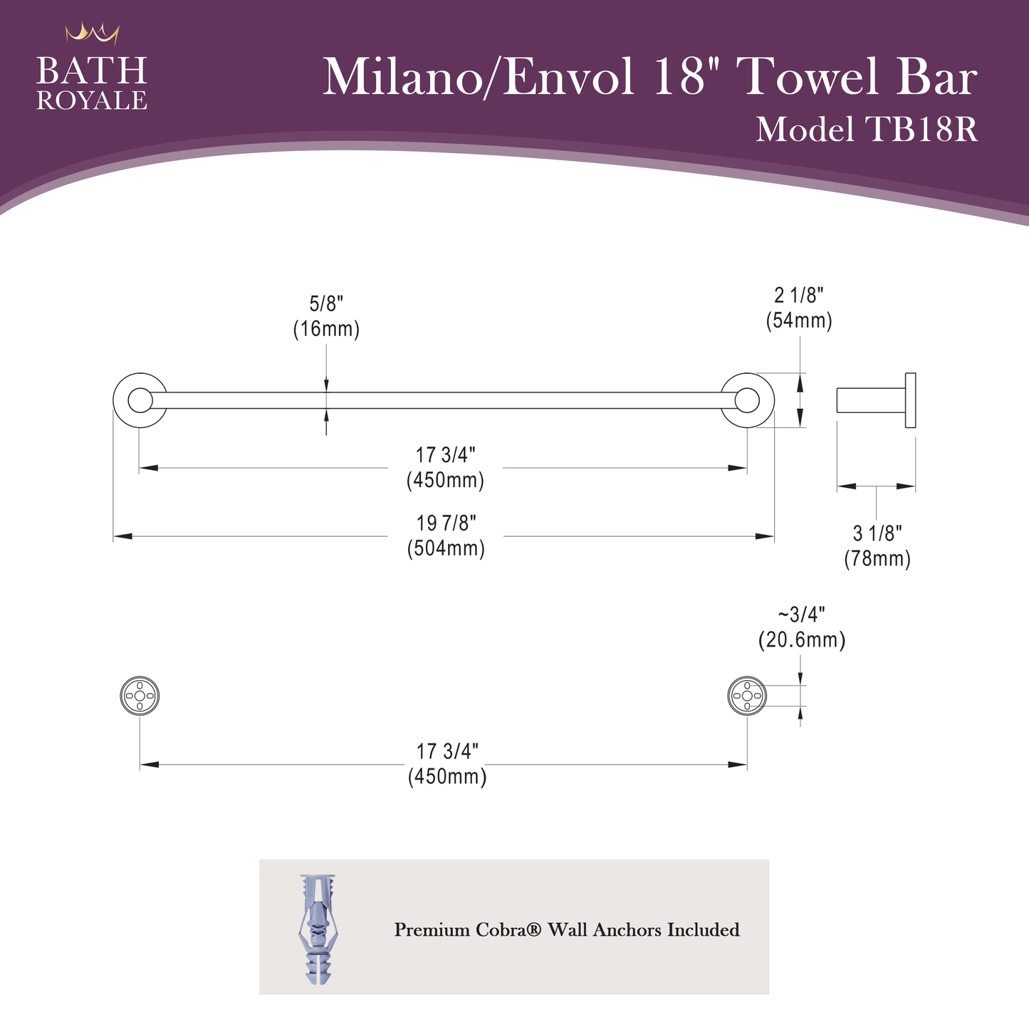 Milano/Envol 18' Towel Bar