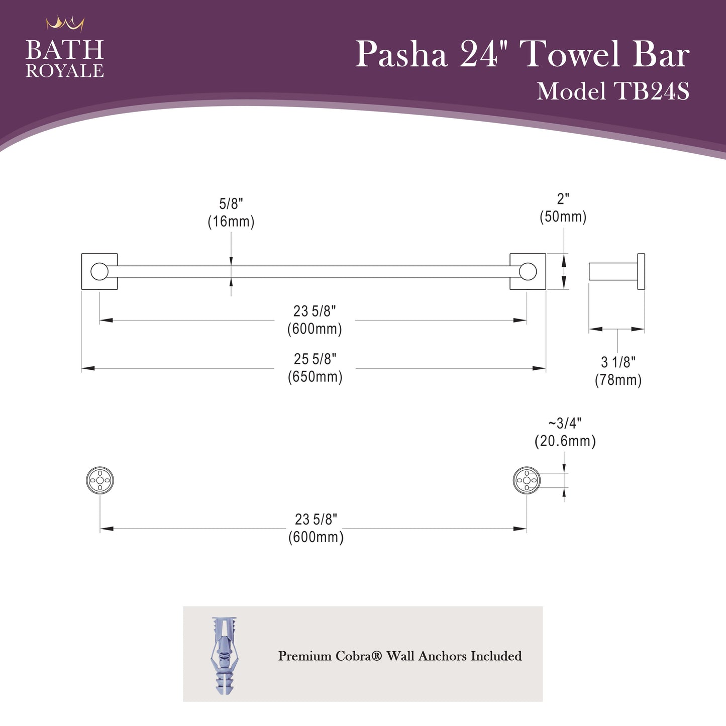 Pasha 24' Towel Bar
