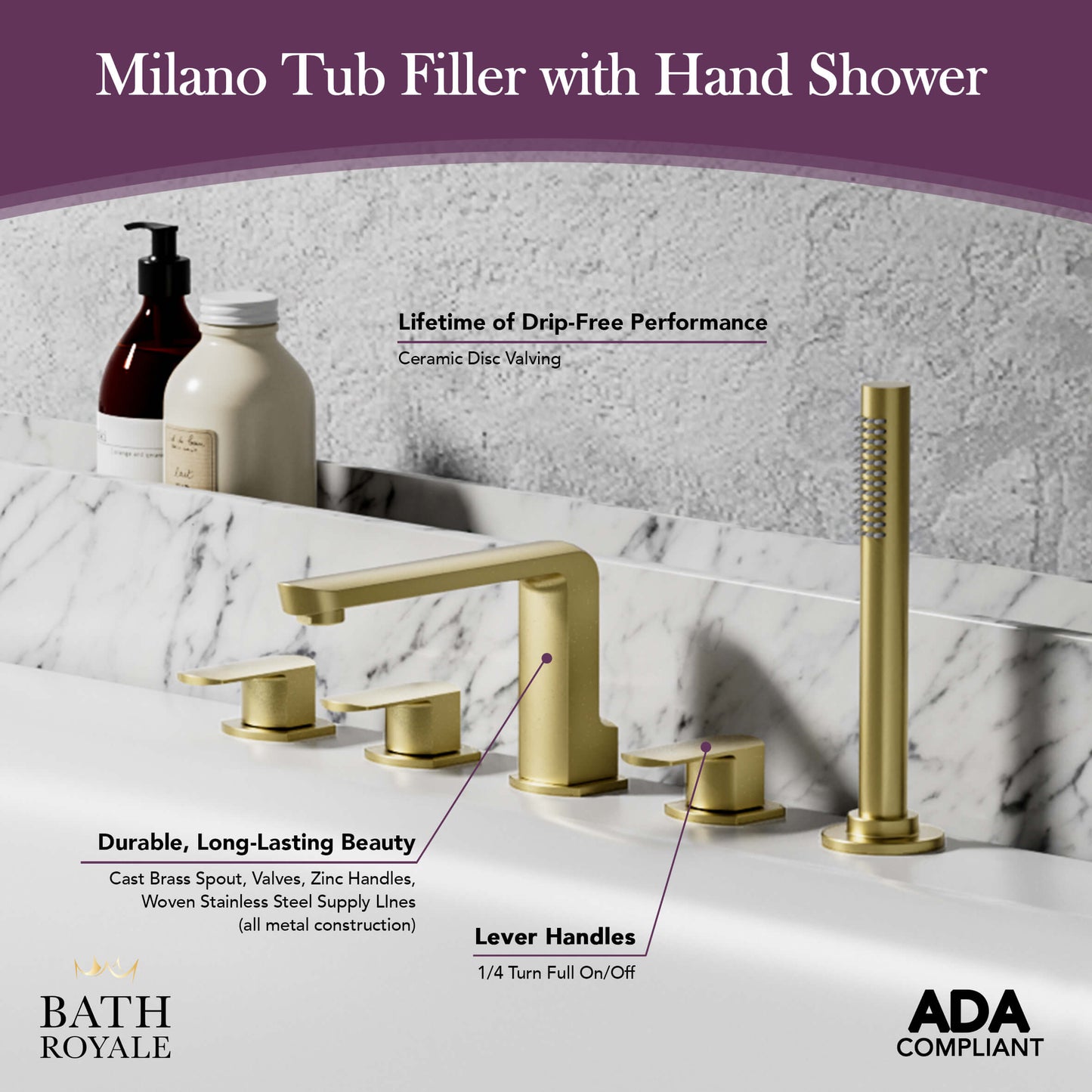 Milano Deck Mount Tub F¨¹ller mit Handspray
