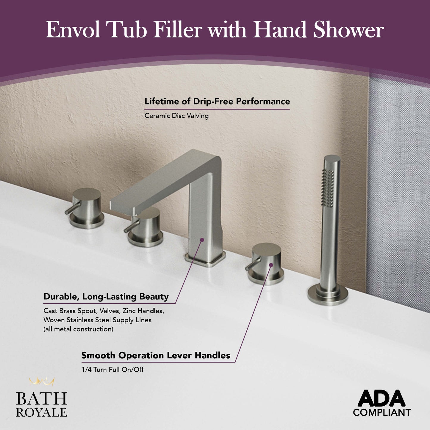 Envol Deck Mount Tub F¨¹ller mit Handheld Spray