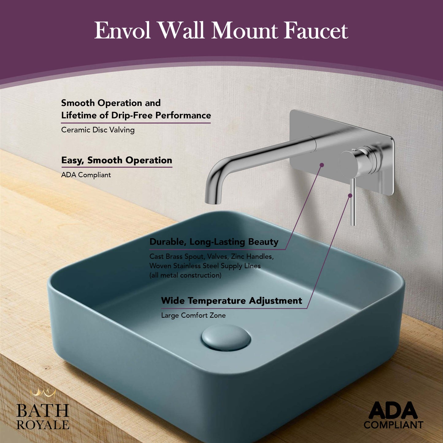 Envol Wall Mount Lav Wasserhahn